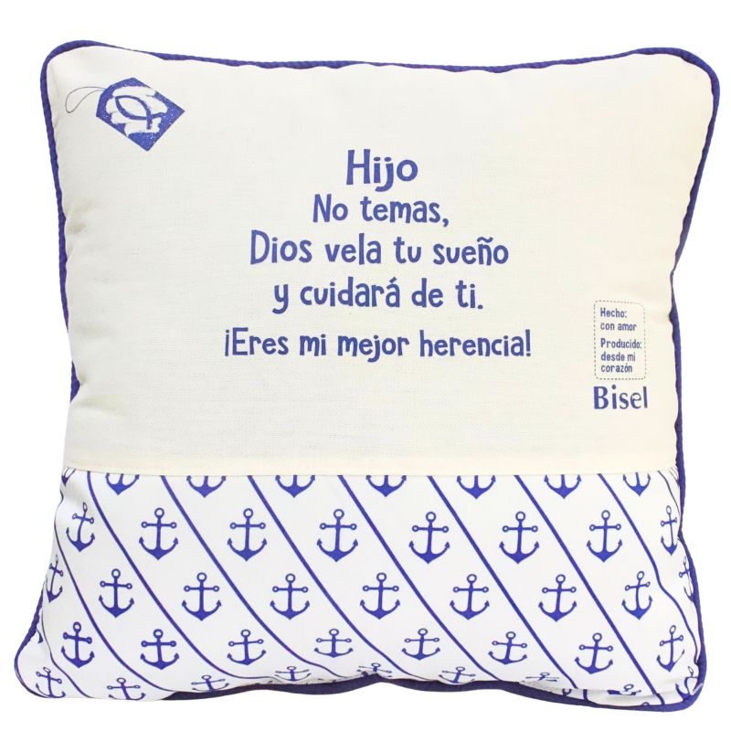 Cojín Hijo Diseño Rayado Con Anclas