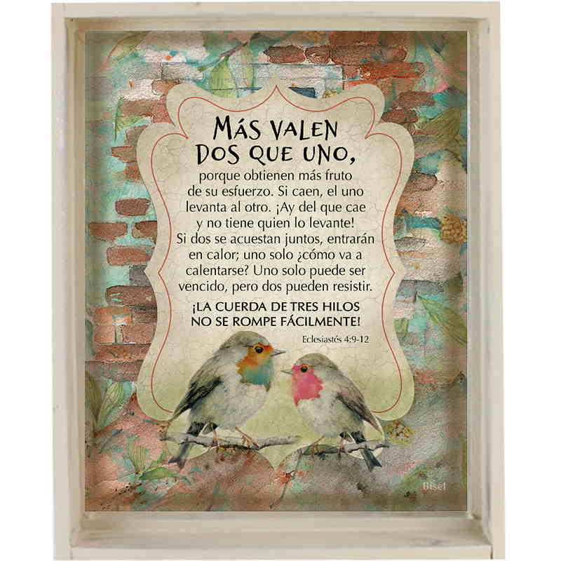 Cuadro Encajuelado Texto: Eclesiastés 4:9-12  Color: Beige