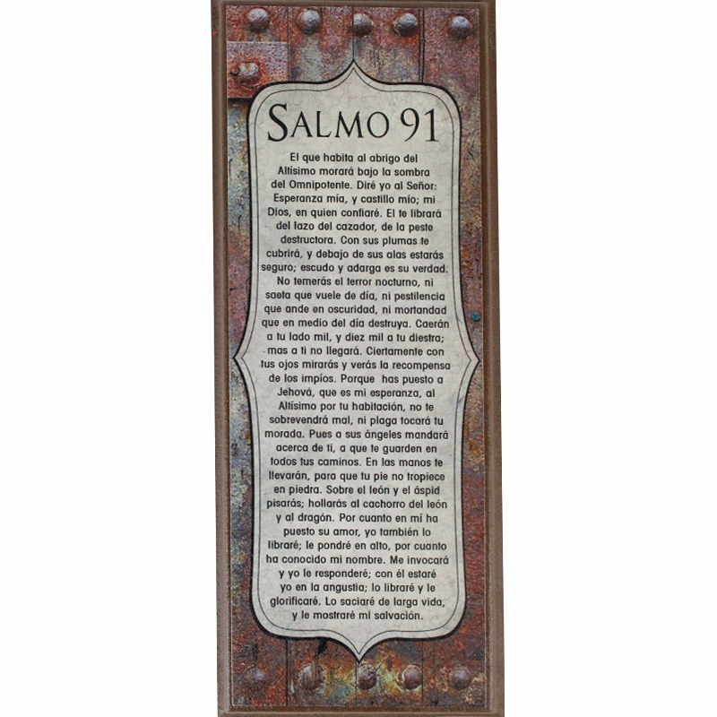 Plaqueta Color Café Texto: Salmo 91
