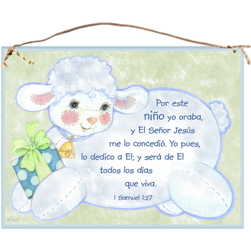 Plaqueta Colgante Color Celeste Texto: 1 Samuel 1:27