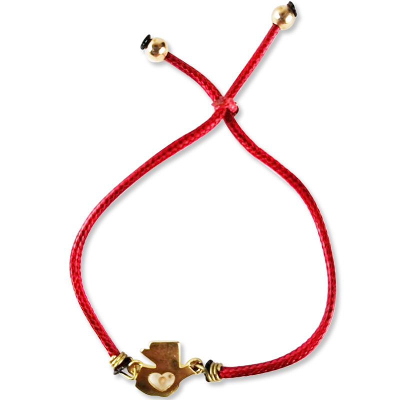 Pulsera Mapa De Guatemala Con Semilla De Mostaza Color: Roja
