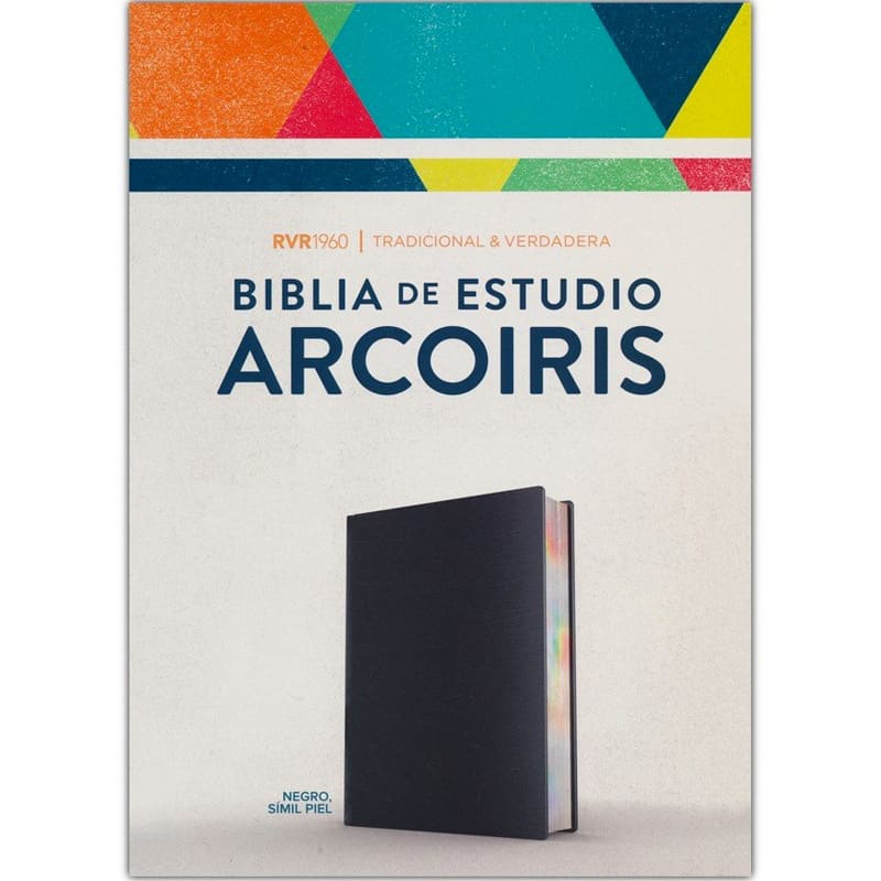 Biblia RVR 1960 Arcoiris De Color Negro Imitación Piel Con Indice
