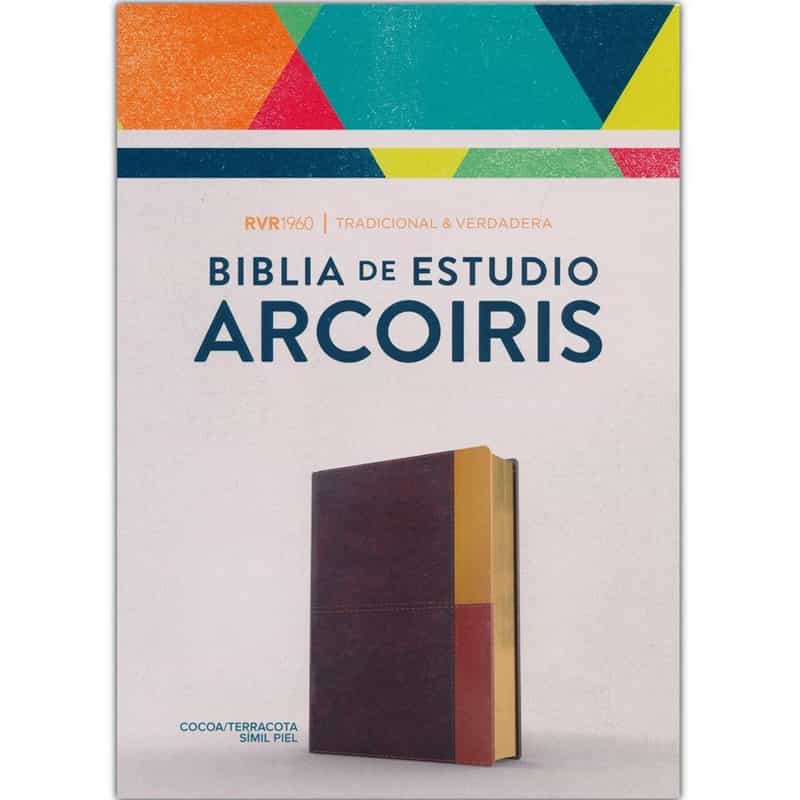 Biblia RVR 1960 De Estudio Arcoiris Imitacion Piel De Color Terracota