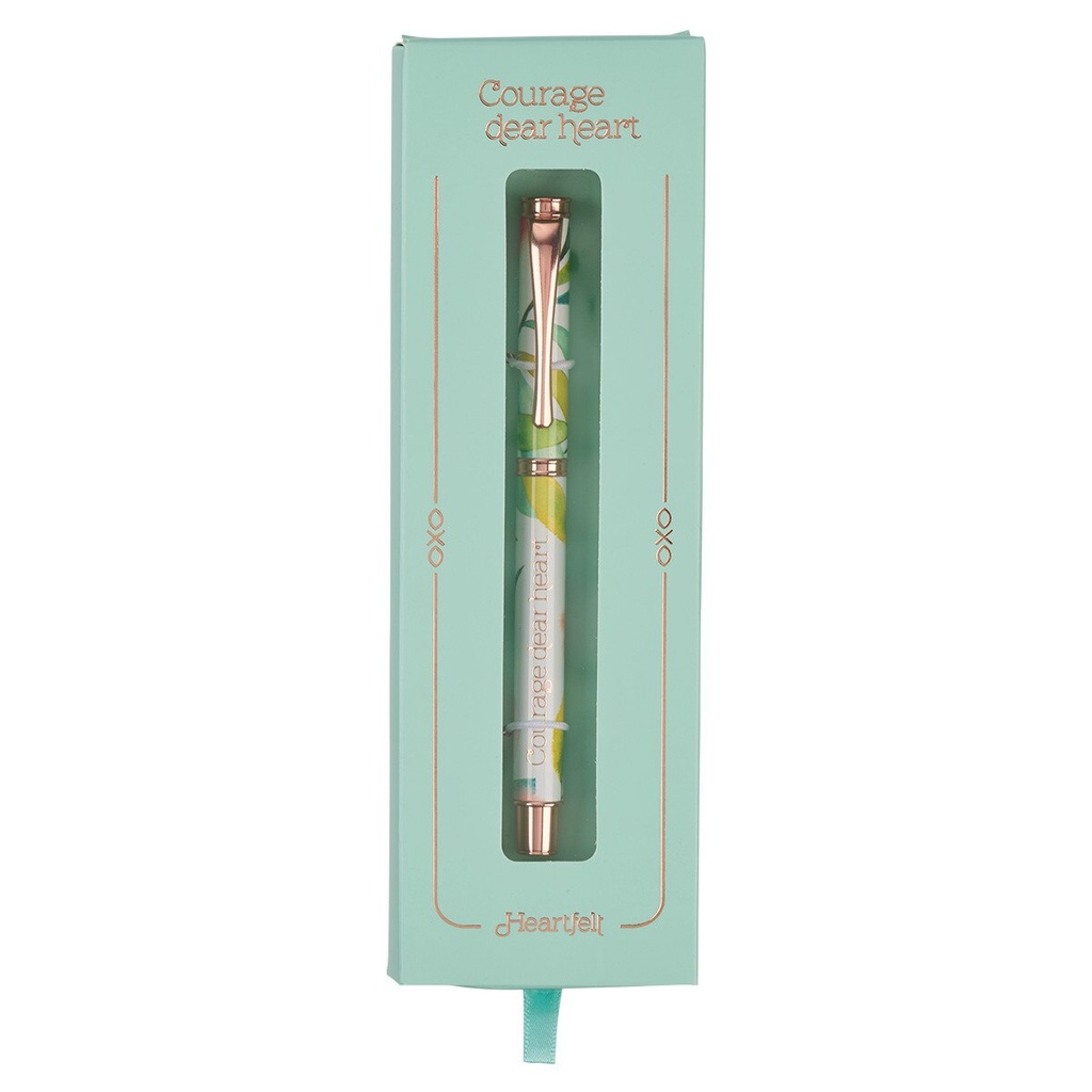Bolígrafo de Regalo &quot;Valiente Corazón Querido&quot; – Diseño floral en tonos naranja
