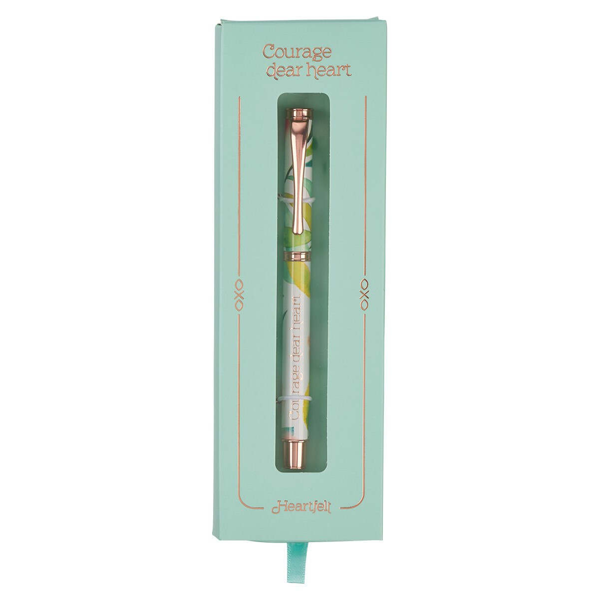 Bolígrafo de Regalo "Valiente Corazón Querido" – Diseño floral en tonos naranja