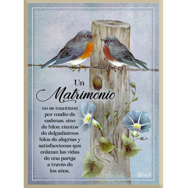 Plaqueta Diseño Pajaritos Texto: Un Matrimonio