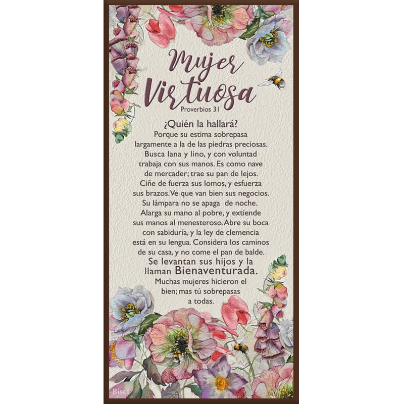 Plaqueta Mujer Virtuosa, Texto  Proverbios 31