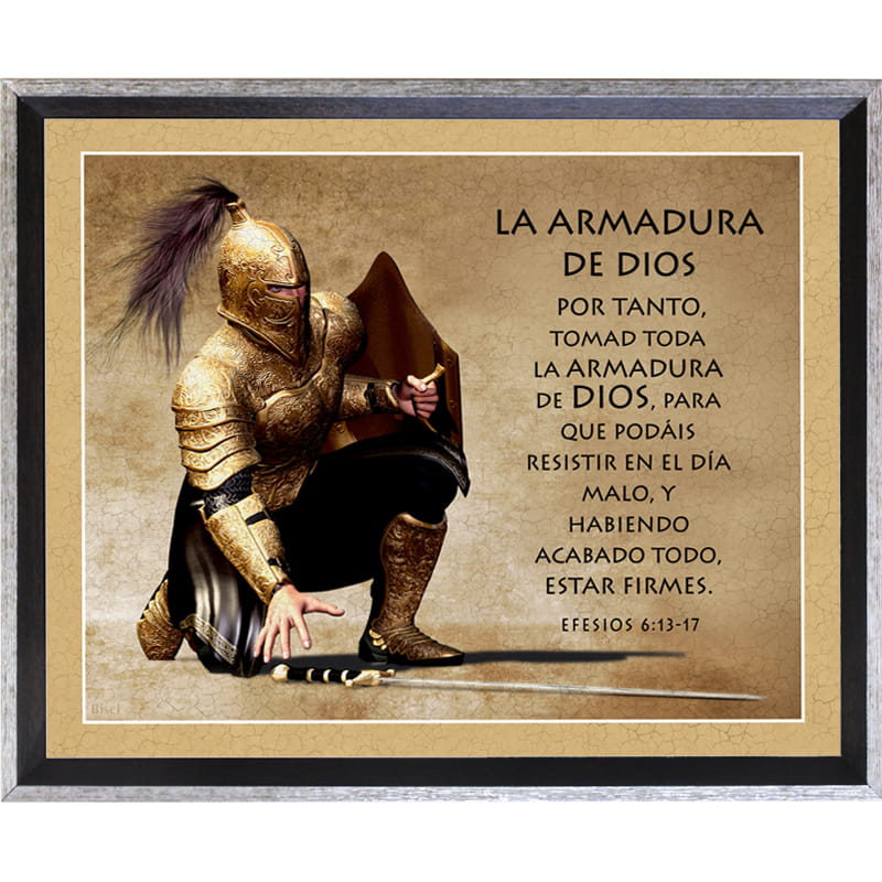 Cuadro Con Marco Color Humo Texto &quot;La Armadura de Dios&quot;