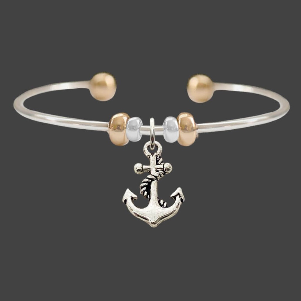 Brazalete Con Dije De Ancla Con Semilla De Mostaza