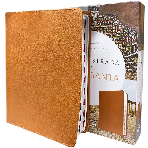 Biblia RVR 1960 Ilustrada De La Tierra Santa Café Simil Piel Con Indice