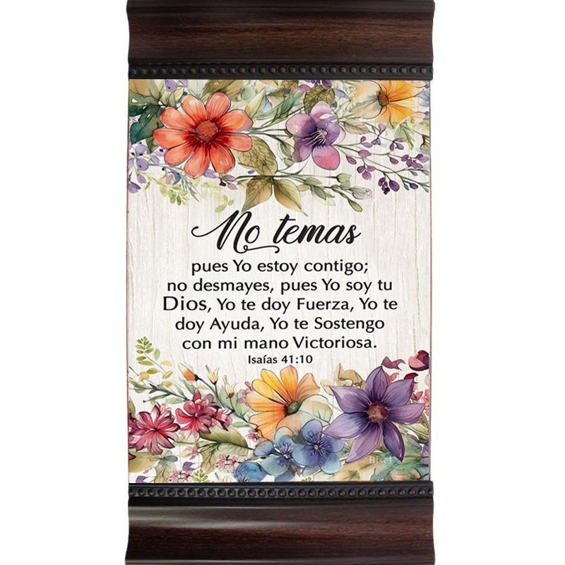 Plaqueta Con Moldura Color Crema Texto: Isaías 41:10 No Temas.