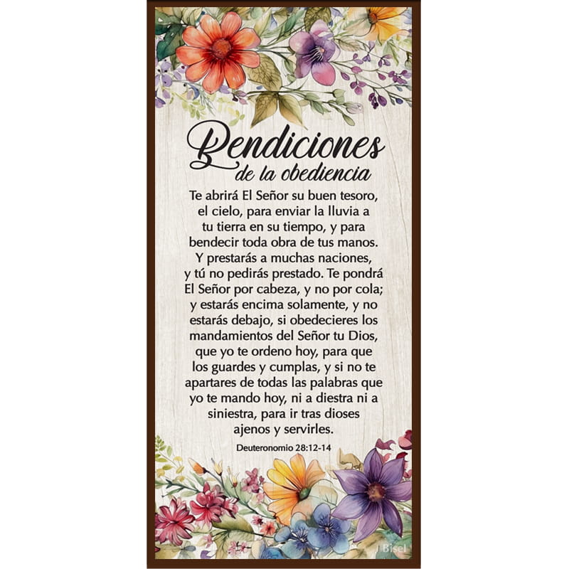 Plaqueta Texto: Deuteronomio 28:12-14 Bendiciones De La Obediencia.