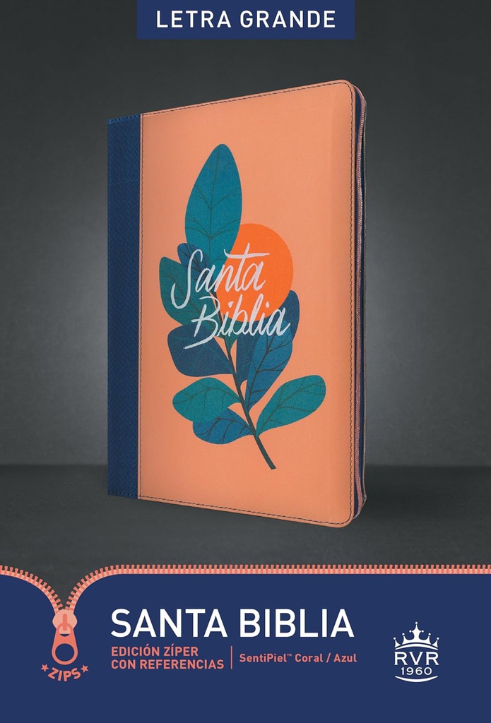 Biblia RVR 1960 Con Zipper, Azul Con Indice