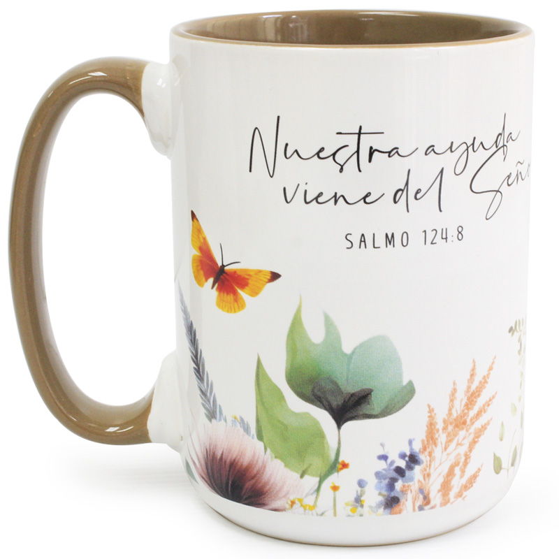 Taza 16 OZ. Colección Primavera "Nuestra ayuda Viene del Señor"
