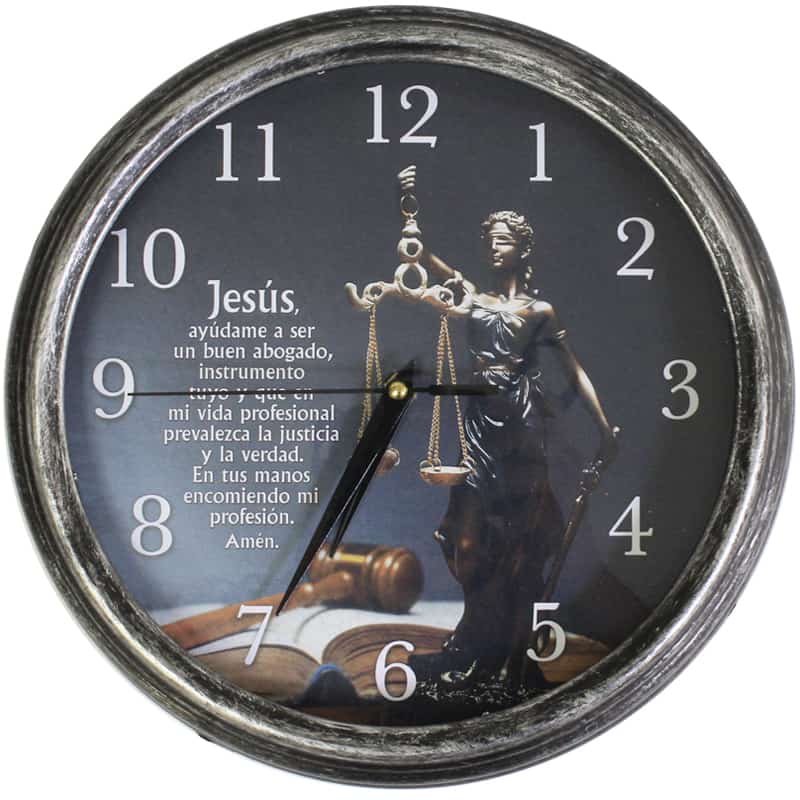 Reloj De Pared Redondo Plateado Oración Del Abogado.