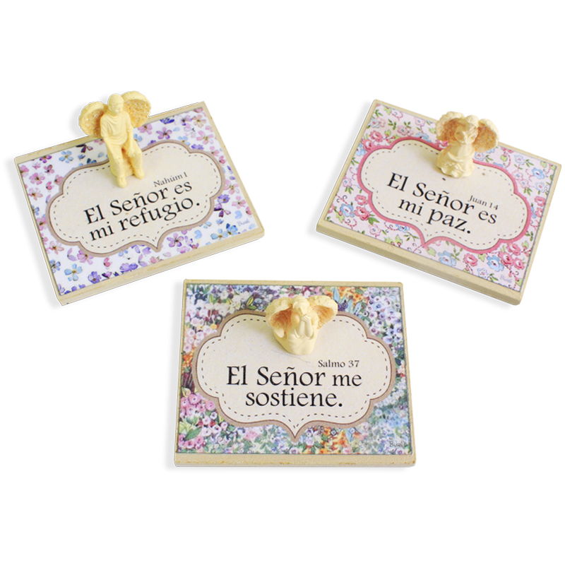 Plaqueta  Ángel Miniatura  Varios Textos