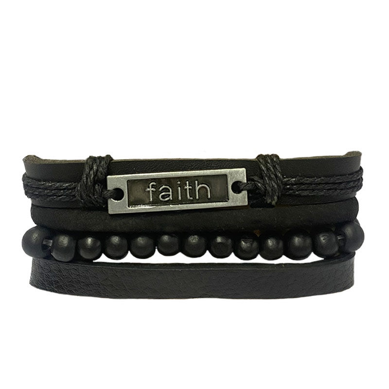 Pulsera De Cuero (Faith Negra)