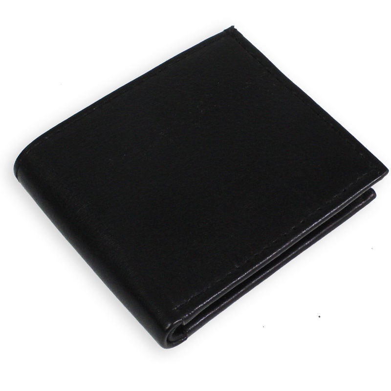Billetera De Cuero Para Niños Color Negro (Bifoliar)