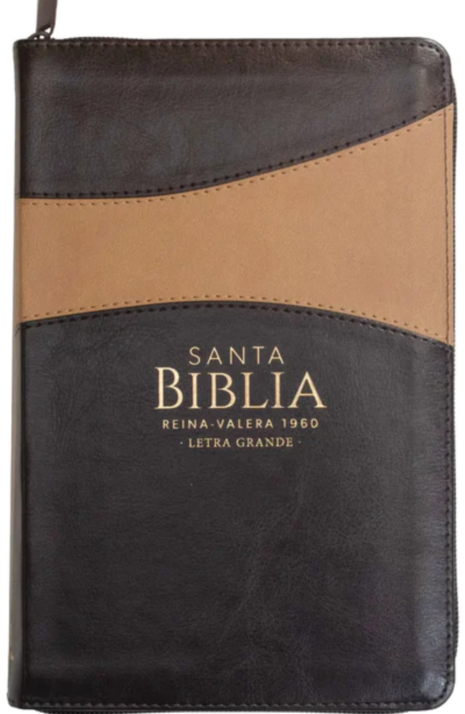 Biblia Reina Valera 1960 Tamaño Manual Letra 12 Puntos Imitación Piel Café Con Gena Con Zipper