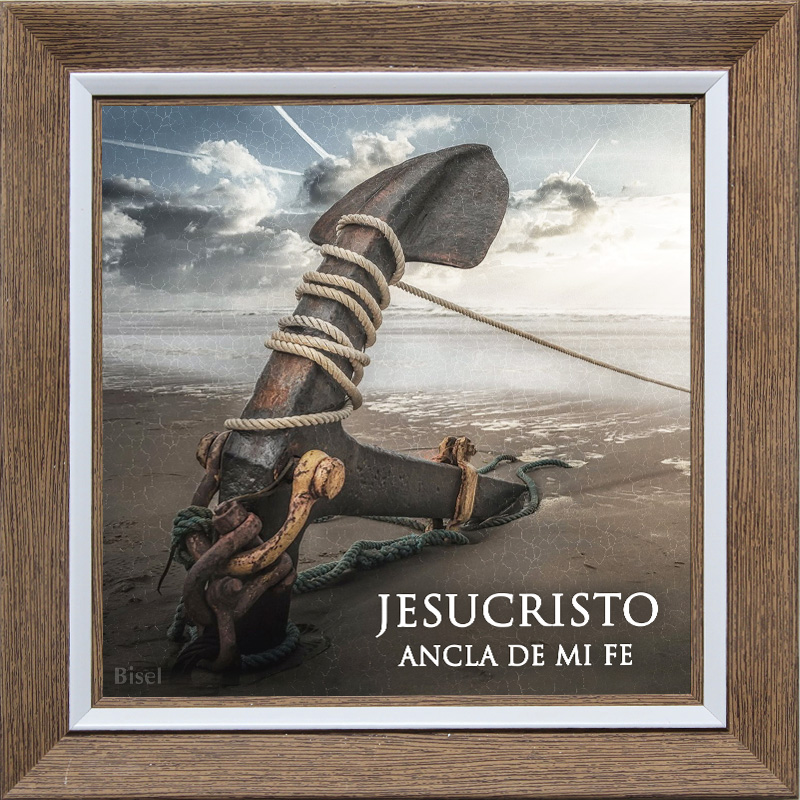 Cuadro Para Escritorio Marco Color Café Diseño &quot;Ancla De Mi Fe&quot;
