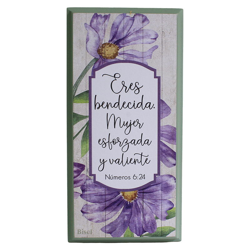 Plaqueta Color Verde Texto: Números 6:24 Eres Bendecida