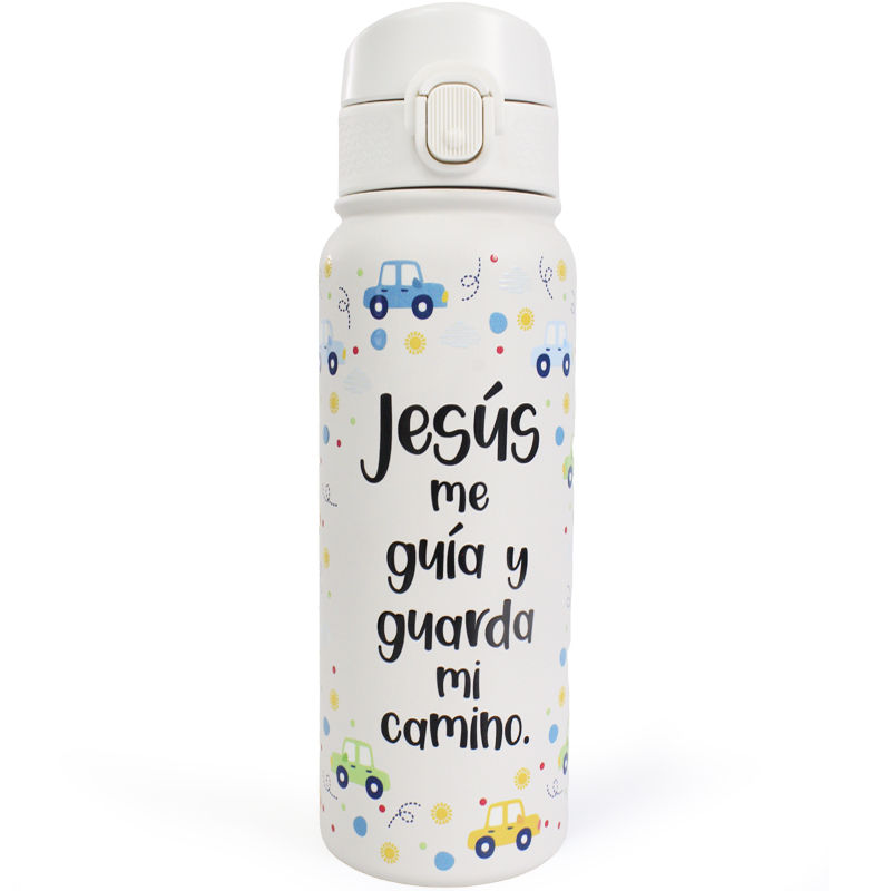 Termo 500ml 3D Jesús Me Guía Y Guarda Mi Camino