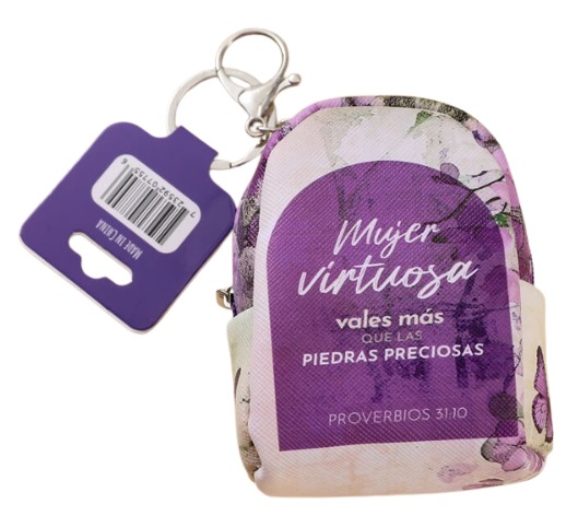 Llavero Monedero En forma De Mochila &quot;Mujer Virtuosa&quot;