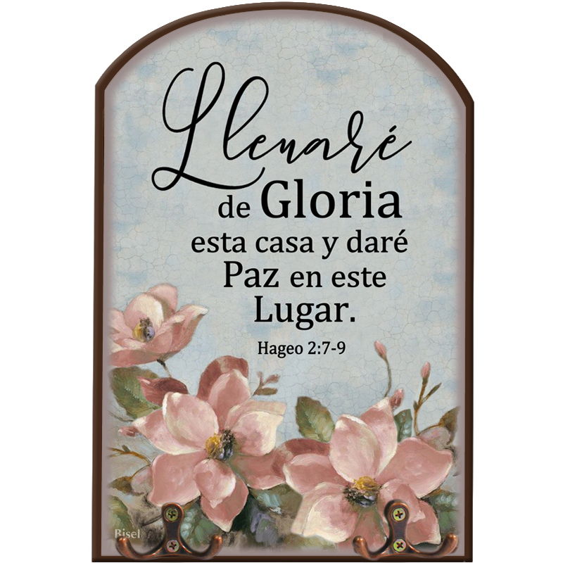 Plaqueta Colgante Media Luna "Llenaré De Gloria Esta Casa"