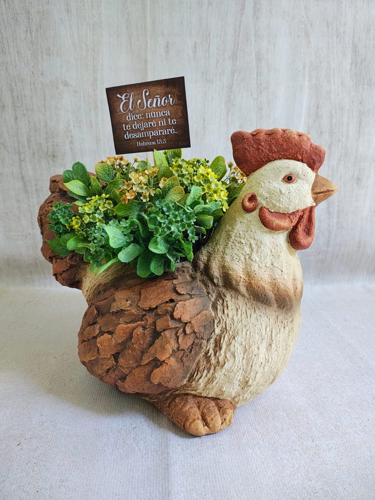 Maceta De Cerámica Gallo Con Flores Números 6:24