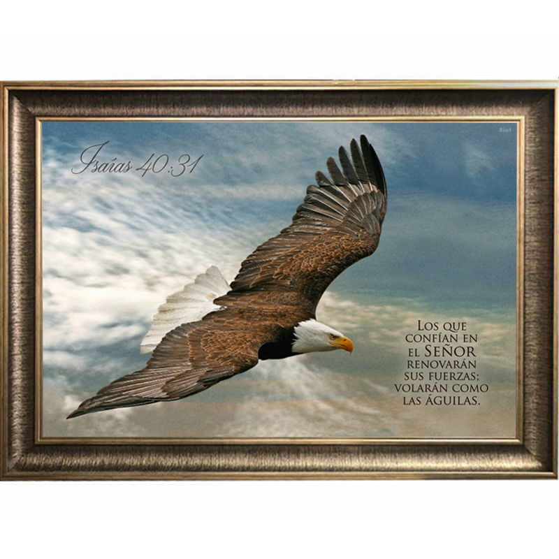 Cuadro Con Marco Color Pewter Diseño De Águila En Vuelo Texto Isaías 40:31