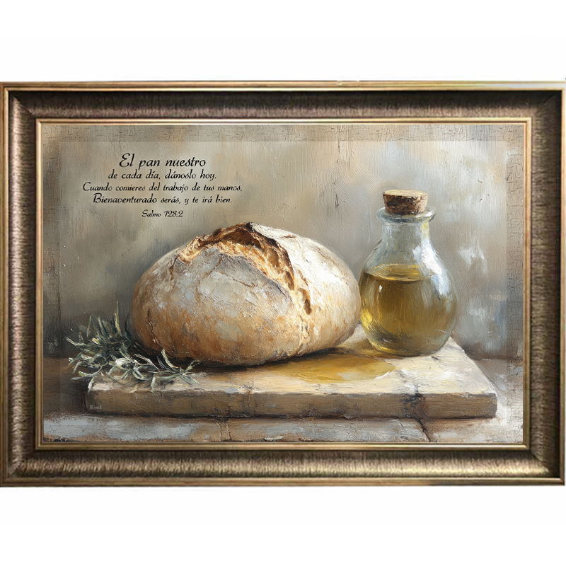 Cuadro Marco Pewter Diseño Pan Con Aceite Borde Osbcuro