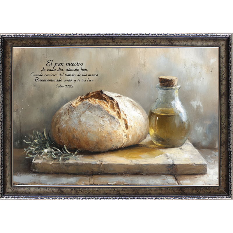 Cuadro Marco Color  Pewter Diseño &quot;Pan Con Aceite