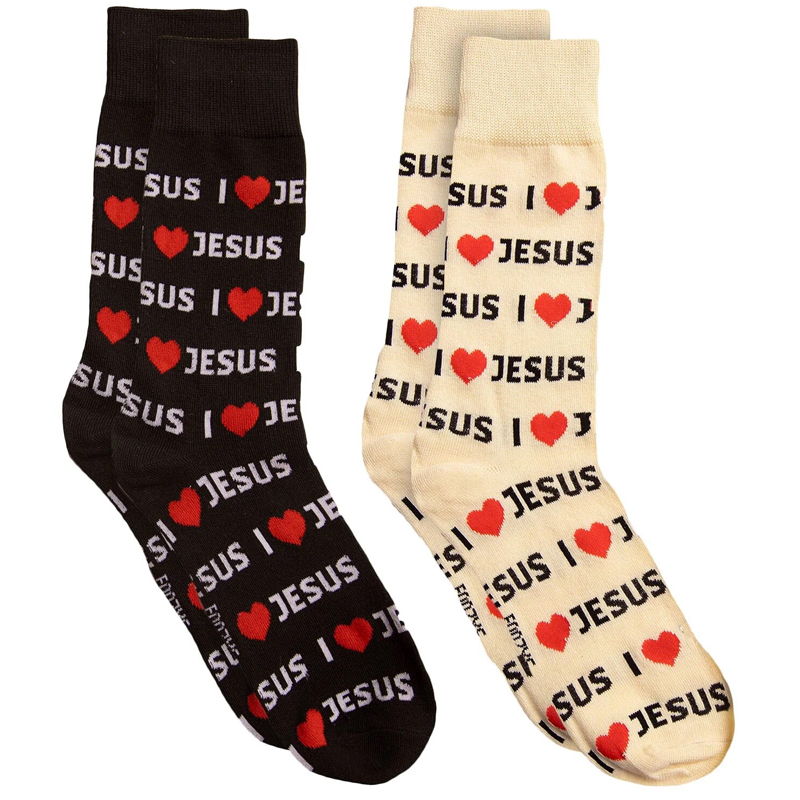 Calcetines Surtido de Dos Colores Amarillo y Negro Texto I Love Jesús