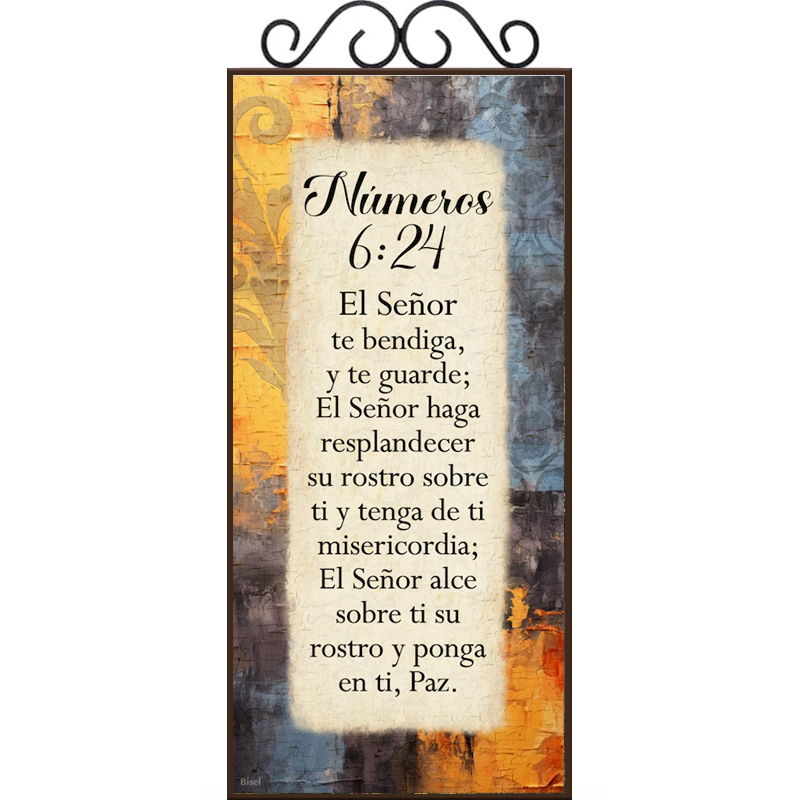 Plaqueta Con Forja Texto Números 6:24