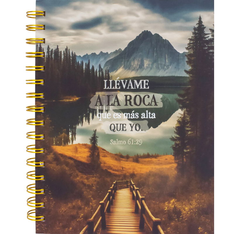 Libreta Devocional Con Espiral Llévame A La Roca