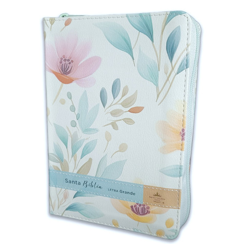 Biblia RVR 1960 Imitación Piel (Flores Azules) Con Índice Y Canto Floral