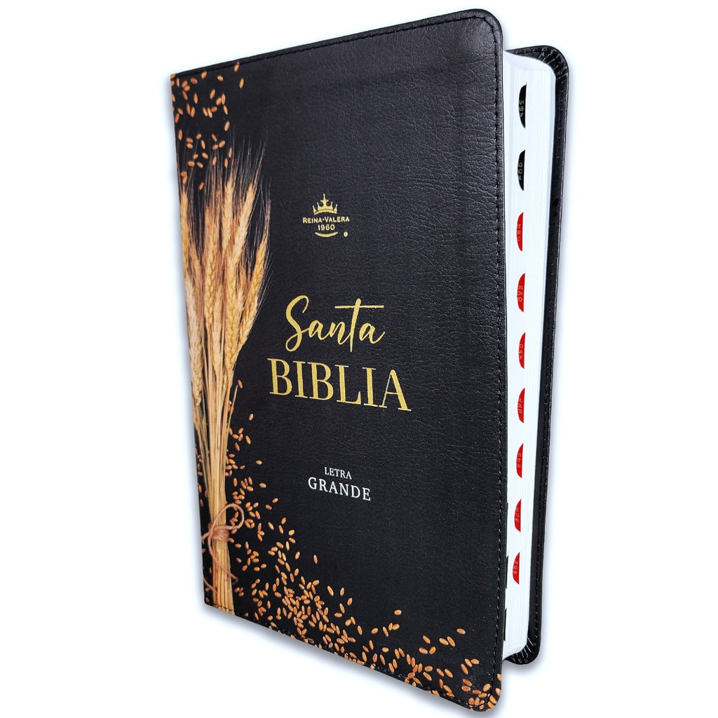 Biblia RVR 1960 Letra Grande Con Índice Imitación Piel Negro Trigo