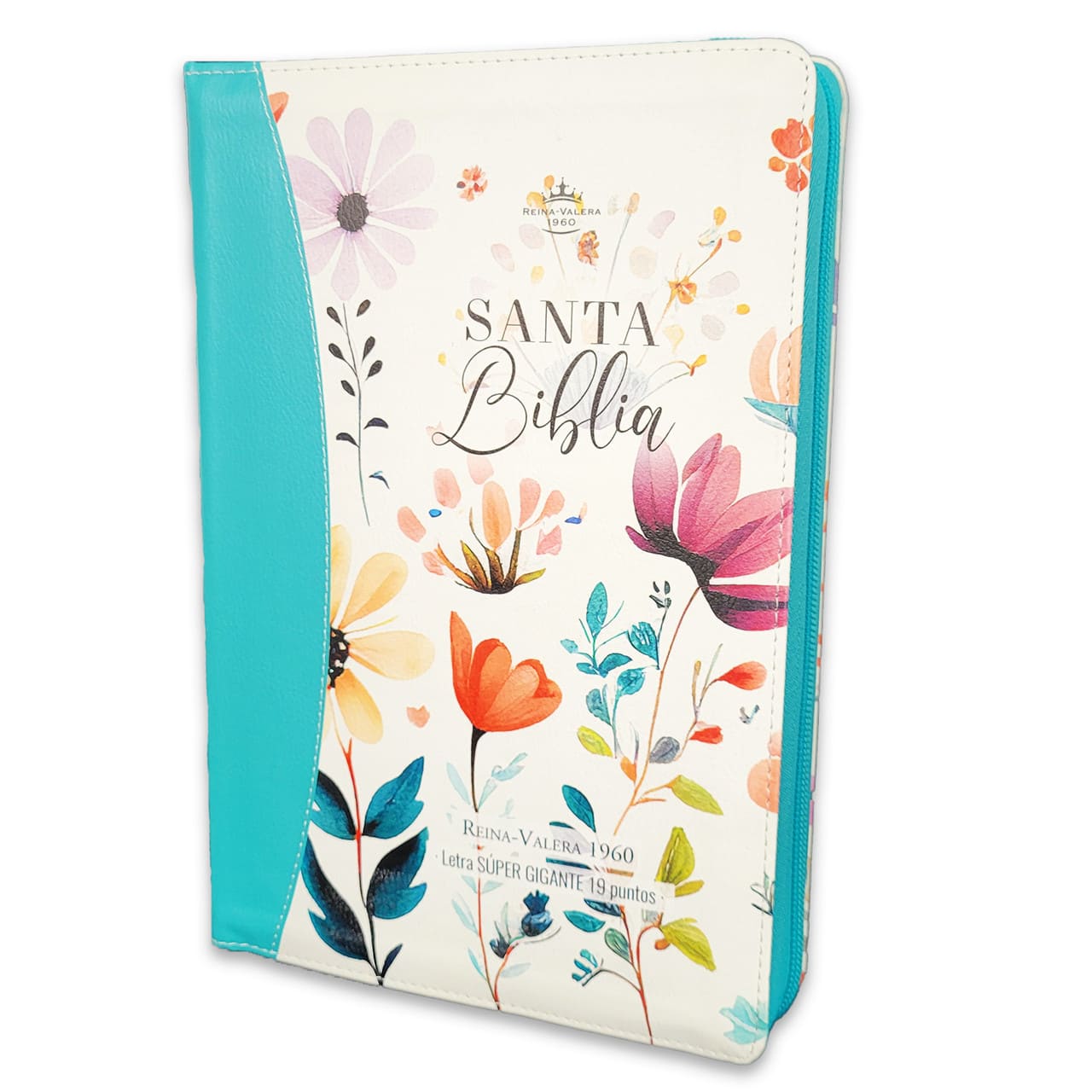 Biblia RVR 1960 Tamaño Grande Letra Súper Gigante Con Cierre E Índice Jardín Turquesa 19 Puntos