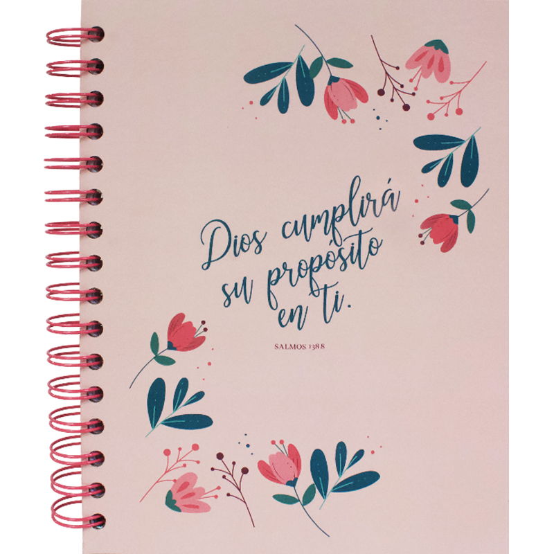 Cuaderno Con Espiral Tamaño 1/2 Oficio &quot;Dios Cumplirá Su Propósito En Ti&quot;