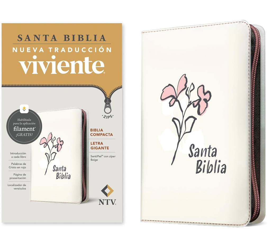 Biblia NTV Compacta Letra Grande Con Ziper Y Filament