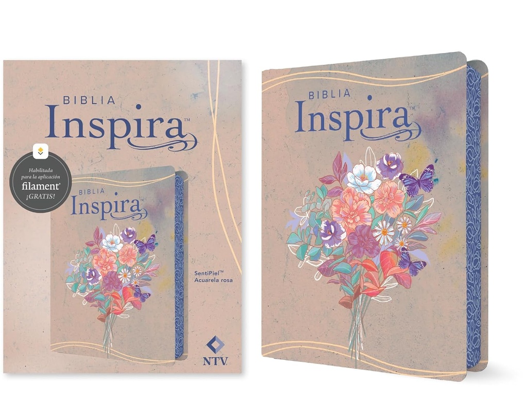 Biblia Inspira NTV Acuarela Rosa Con Filament