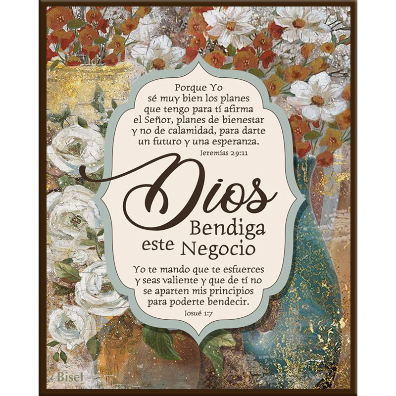 Plaqueta Texto: Jeremías 29:11 Josué 1:7 Dios Bendiga Este Negocio