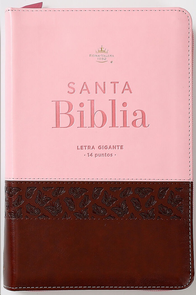 Biblia RVR 1960 Duo Tono Rosado/Café 14 Puntos