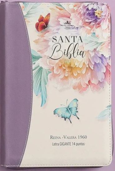 Biblia RVR1960 Jardín Lila Tamaño Manual Con Zíper