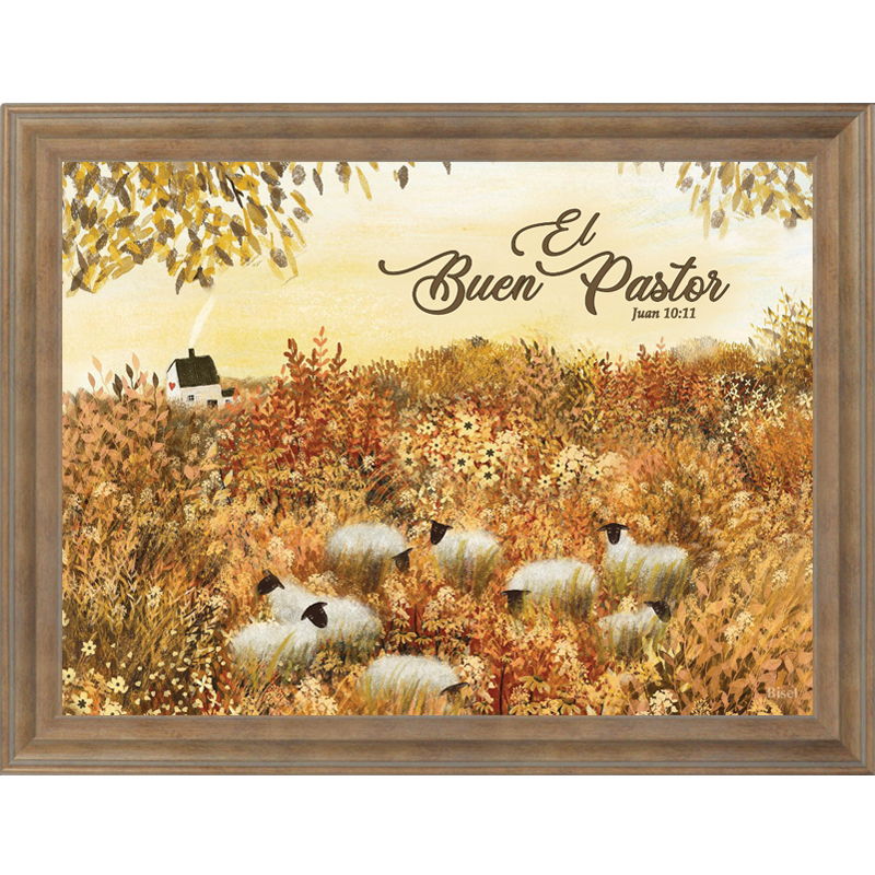 Cuadro Con Marco Crema Juan 10:11 El Buen Pastor