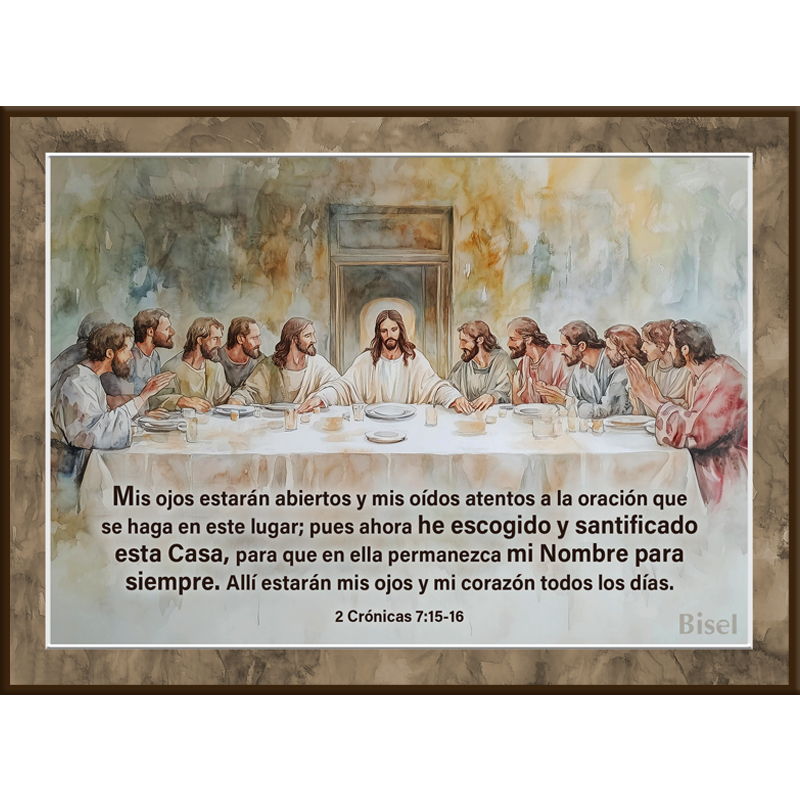 Plaqueta Plaqueta Para Escritorio 2 Crónicas 7:15-16  Santa Cena ( Acuarela )