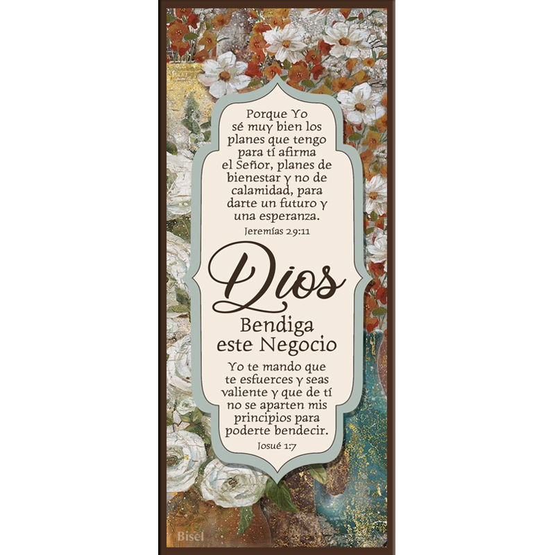 Plaqueta Para Escritorio Texto: Jeremías 29:11 Josué 1:7 Dios Bendiga Este Negocio