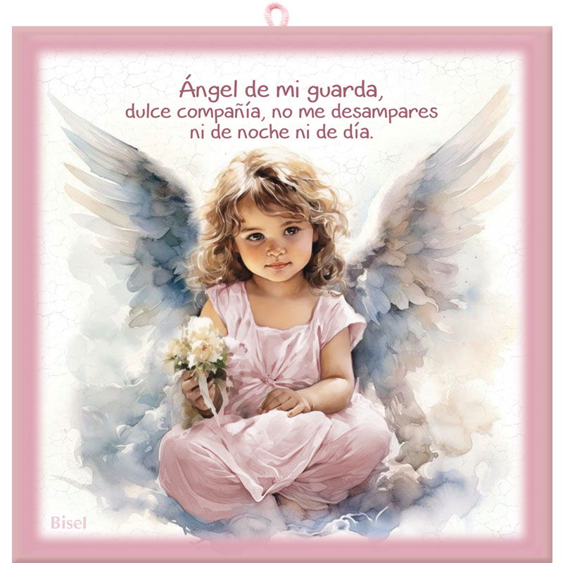 Plaqueta Colgante Oración Ángel De La Guarda Niña