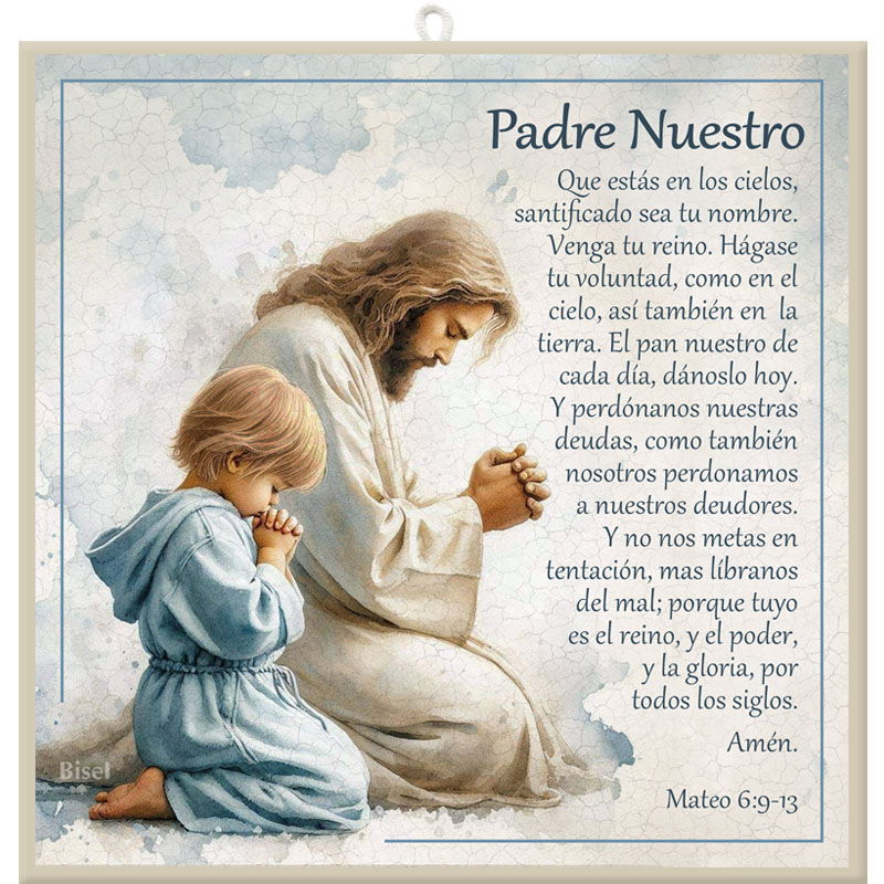 Plaqueta Colgante Mateo 6:9-13 Padre Nuestro Niño