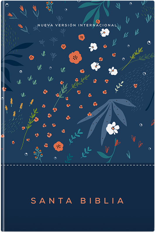 Biblia NVI Renacer Color Azul Con Diseño De Flores